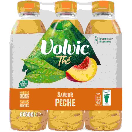 Volvic thé saveur pêche 6x50 cl - Carton de 24